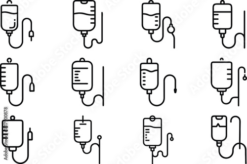 Medical Infusion Bag Icons illustration drip