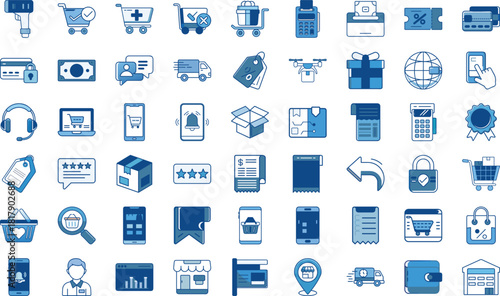 E-commerce and Online Shopping Icons illustration