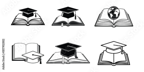 Education and knowledge symbols, isolated on white