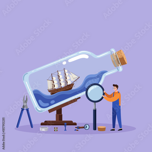 Ultimate Micro Craftsmanship Magnified Ship In A Bottle