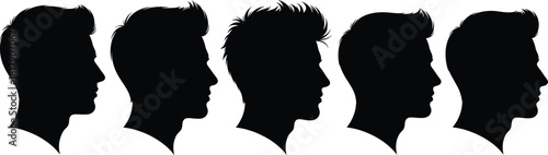 Silhouette, male, head, profile, hairstyle, haircut, grooming, fashion, style, black, white, abstract, minimal, modern, trendy, design, variation, identity, expression, concept
