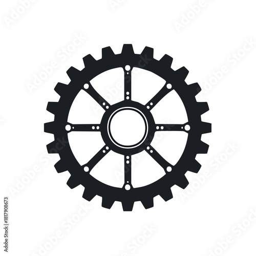 Modern mechanical cogwheel vector illustration symbolizing precision engineering, industrial process, and technological innovation; an abstract graphic for system development