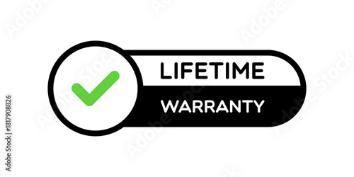 Vector Lifetime Warranty Label on White Background