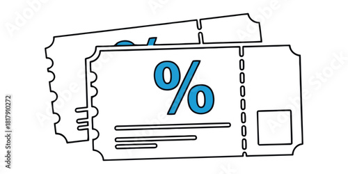 Two discount coupon tickets isolated on