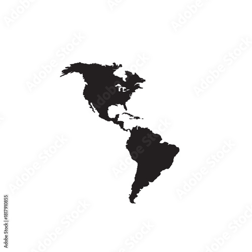 Sleek silhouette of the Americas map for modern designs, travel guides, and educational resources. Perfect for global projects and stylish presentations.