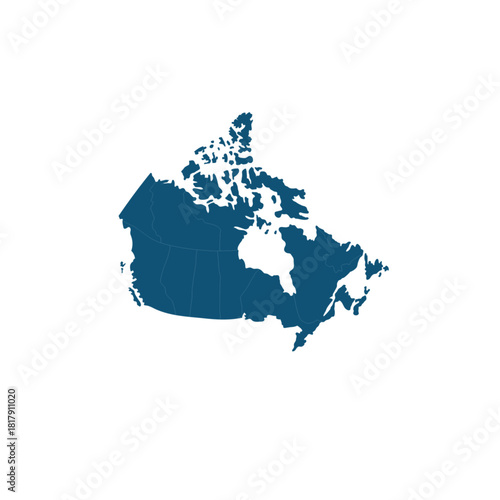 Detailed blue map of Canada perfect for educational materials, travel guides, or illustrating international relations documents and presentations today
