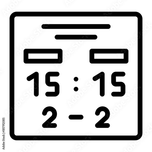 scoreboard outline icon for score, match, padel