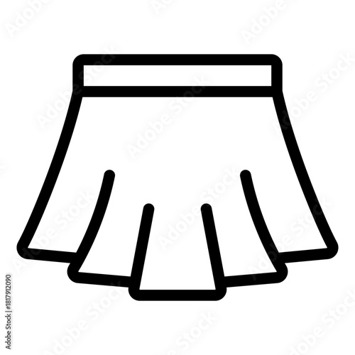 Sporty skirt outline icon for padel outfit, sport, clothing