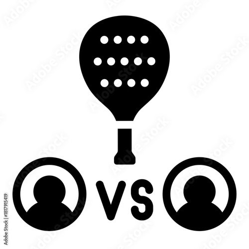 padel match glyph icon for player, game, competition