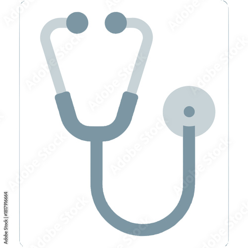 Pastel 2D flat icon of a single stethoscope symbol representing humanitarian medical care, compassion, and global health support.