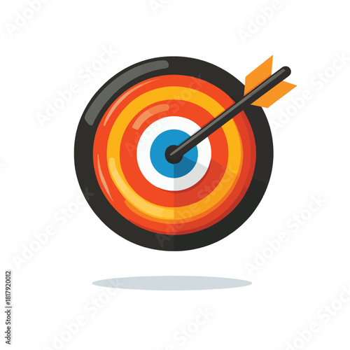 Strategic Business Target and Achievement Arrow Icon , vector style simple color