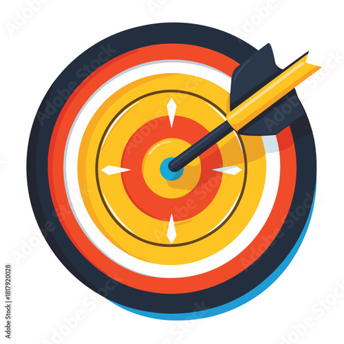 Strategic Business Target and Achievement Arrow Icon , vector style simple color
