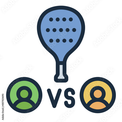padel match filled line icon for player, game, competition