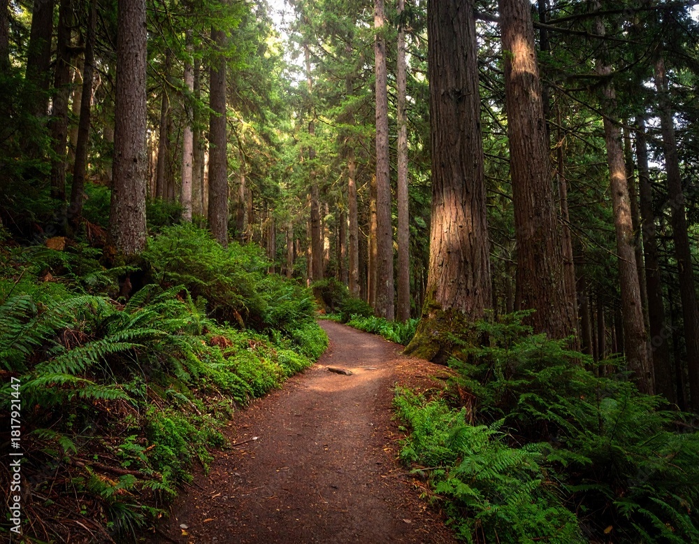 Obraz premium Sunlight Dappled Forest Trail