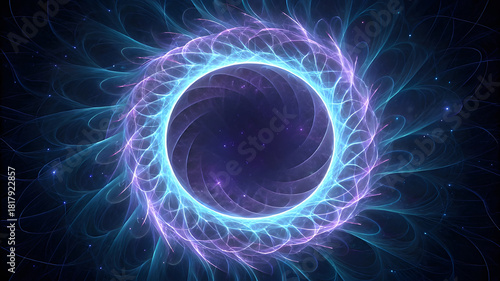 Vibrant swirling energy portal in deep space