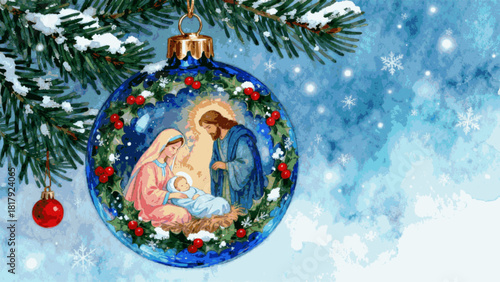 Festive Wash tivity Christmas Bauble isolated watercolor vector illustration svg