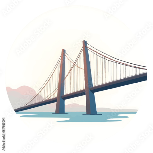 ilustration Suspension bridge designs showcase architectural variety with four cartoon bridges