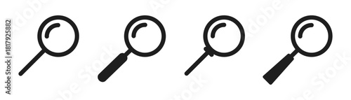 Magnifying glass icon. Search icon Vector Illustration. Magnifying glass set, Zoom symbol. Scan, search, loupe