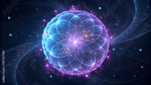 Glowing blue and purple abstract orb with cosmic energy