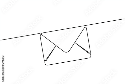 One line art paper envelope continuous single line art. Email message post letter send illustration design outline vector
