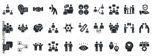 Human Interaction Icon Set. Contains Icons That Are Relevant For Business. Designed In Vector Glyph Style