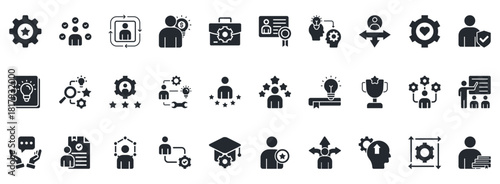 Expert Icon Set. Contains Icons That Are Relevant For Business. Designed In Vector Glyph Style