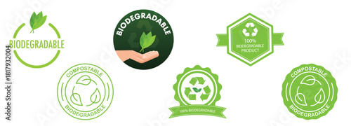 Organic Nature Badge Pack ,Bio, Reuse, Earth , Environmental Vector Design, Eco Product Label Icons, Leaf, Recycle, Compost ,Sustainable Outline Set