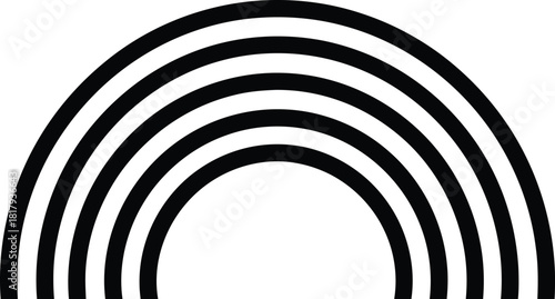 Simple graphic illustration of a black rainbow on a plain white background