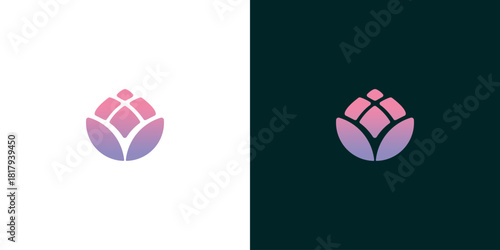 Elegant Gradient Flower Bud Logo Design Symbol of Growth, Beauty, and Delicate Bloom