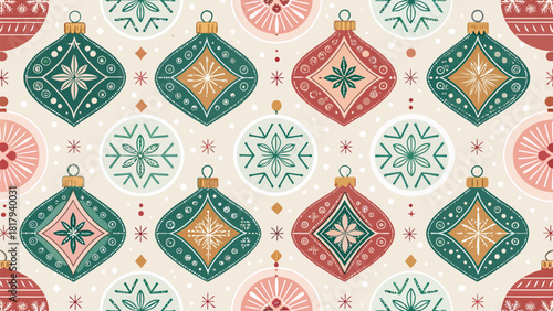 Delightful Holiday Ornament Pattern for Festive Cheer, Perfect for Gift Wrap and Seasonal Designs, Adds Joyful Touch to Christmas Projects