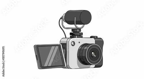 Compact Digital Camera Illustration for Vlogging and Content Creation