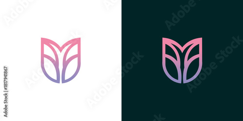 Elegant floral gradient logo design symbolizing growth and natural beauty, perfect for modern brands in wellness or fashion industries seeking a sophisticated visual identity