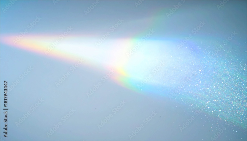 Fototapeta premium Bright Anamorphic Lens Flare Effect Overlay on Blue Background
