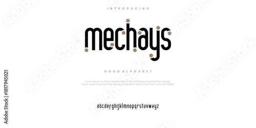 Mechays Abstract minimal modern alphabet fonts. Typography technology vector illustration.