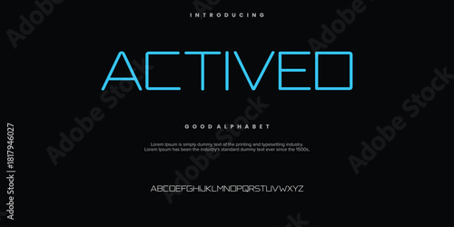 ACTIVED Abstract minimal modern alphabet fonts. Typography technology vector illustration