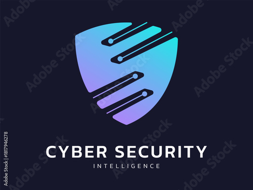Cyber security intelligence data protection with letter S network lines overlapping in shield shapes technology vector logo design concept. Abstract shield security icon logotype for ID ui, identify.