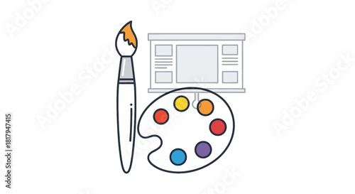 Graphic design line icons. Vector illustration included icon - digital creative tool, paintbrush, palette, prepress, presentation layout outline pictogram for art