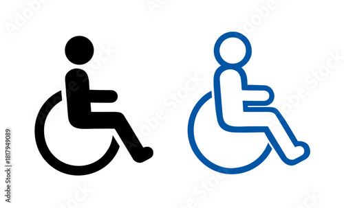 Handicapped accessible wheelchair vector icons isolated on transparent background. solid silhouette outline styles