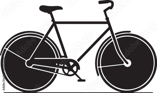 Black retro bicycle silhouette isolated on white background