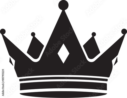 Black royal crown silhouette vector illustration of power