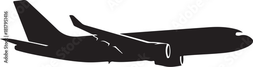 Silhouette of a passenger airplane in flight side view