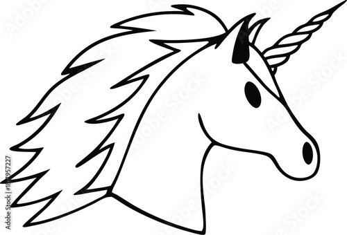 Dynamic abstract unicorn head silhouette isolated on transparent background