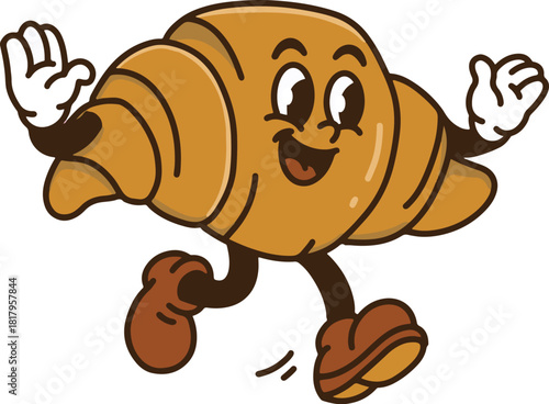 mascot croissant vector logo cartoon