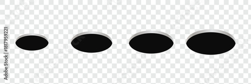 Golf field hole for ball. Rabbit or mouse round hole in ground. 3d perspective circle icon. Vector illustration isolated on white background .Vector illustration. EPS 10 .