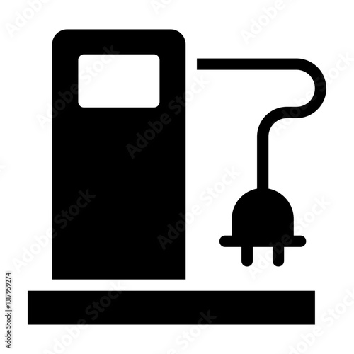 Solid Icon – EV charging station with plug for mobile energy needs.