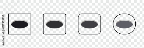 Golf field hole for ball. Rabbit or mouse round hole in ground. 3d perspective circle icon. Vector illustration isolated on white background .Vector illustration. EPS 10 .