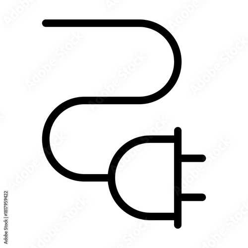 Line Icon – Power plug cable representing mobile charging connection.