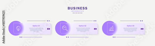Vector infographic template with three steps or options, featuring line icon elements. Ideal for business presentations and suitable for web use, brochures, and diagrams.