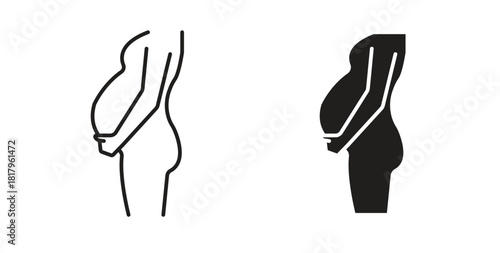 Pregnancy icons with simple flat and thin stroke style