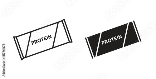 Protein bar icons with simple flat and thin stroke style